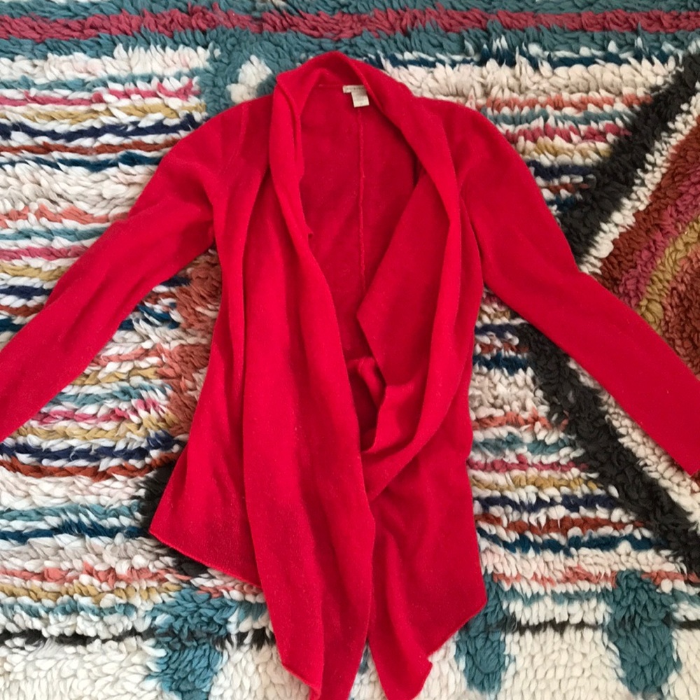 White and warren red cashmere cardigan